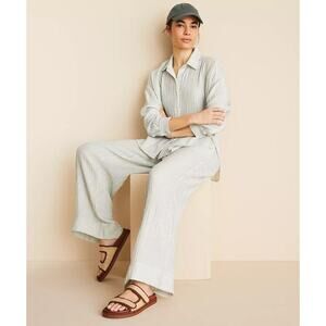 Ann Taylor LOFT Women's Striped Triple Cloth Pull On Wide Leg Pants Size L Multi